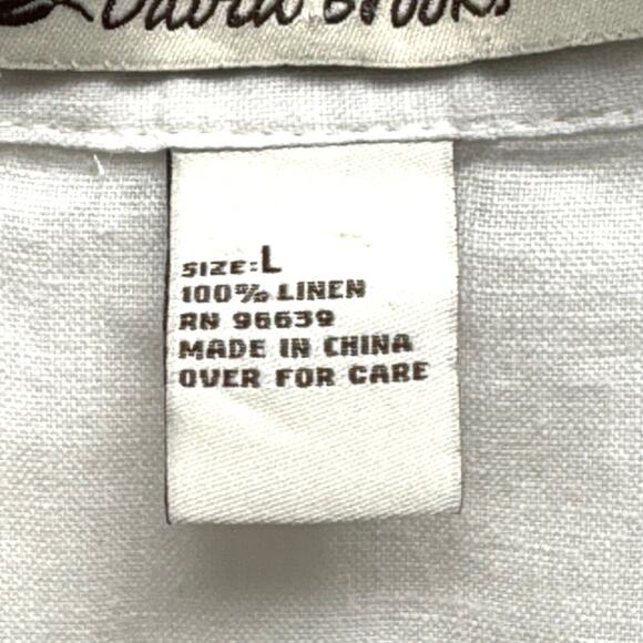 David Brooks White Linen Top Black Embroidery Sleeveless Split Neck Women’s L - Picture 3 of 4